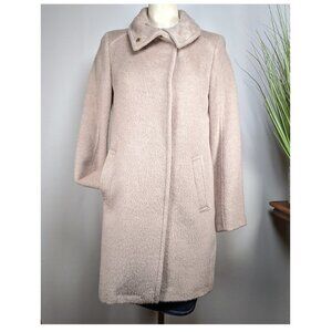 Cole Haan Women’s Sz 2 Beige Alpaca Wool Blend Peacoat Textured, Snaps, Pockets